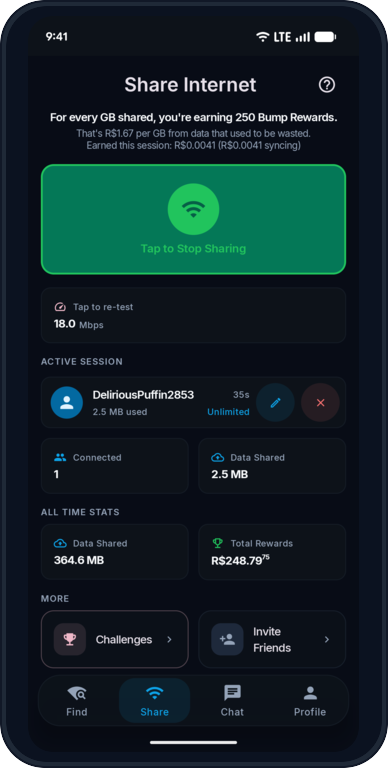 Share screen with the hotspot running and one phone connected